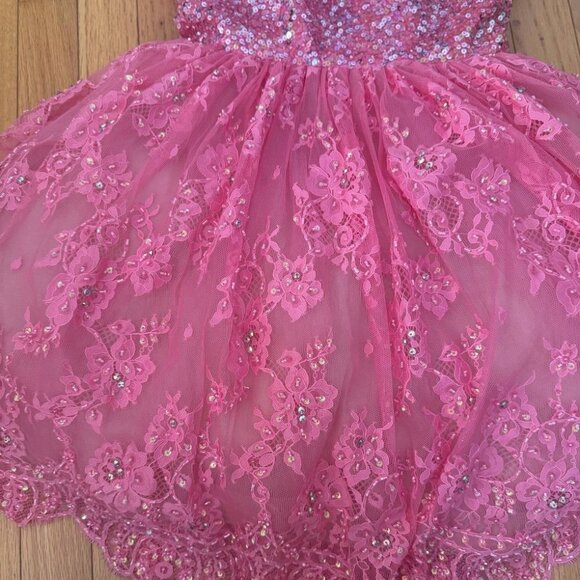 Sherri Hill Pink Lace & Sequin Short Dress – Size Small – Made in China - New - Picture 6 of 15